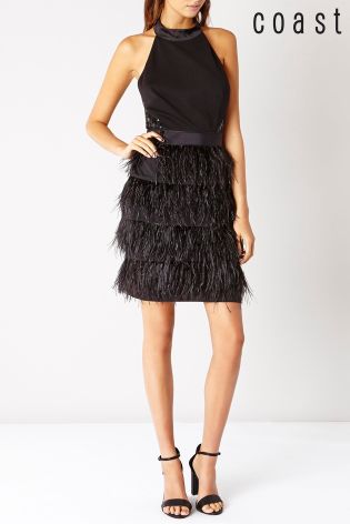 Coast Rosabella Black Feather Dress